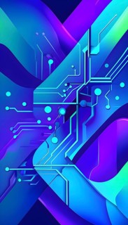 Interlocking geometric shapes that morph into circuits, symbolizing AI logic and algorithms,