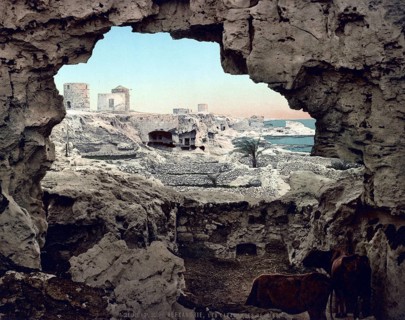 Alexandria, the catacombs of El Meks, Egypt, Historical, digitally restored reproduction from a