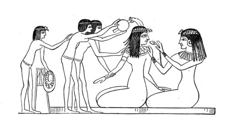 Toilet of an Egyptian lady in ancient Egypt, ca 1400 BC, Egypt, Historical, digital reproduction of