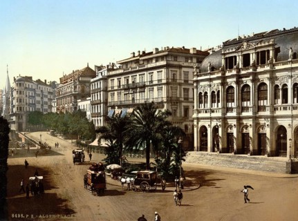 Place de la republique, Algiers, Algeria, ca 1890, Historical, digitally restored reproduction from