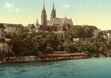 Das Basler Münster, Basler Münster in Basel, Basel, Switzerland, digitally restored reproduction