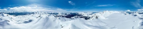 Aerial view, Alpine panorama, Snow-covered glacier plain, Plaine-Morte glacier, Bernese Alps,