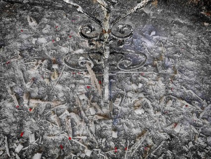 Candle wax on the floor, Mariengrotte at the pilgrimage church, Gößweinstein, place of pilgrimage