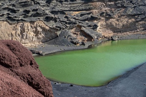 Lago verde, El Golfo, Lanzarote, Canary Islands, Spain, Europe