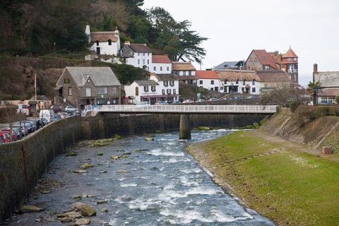 River Lyn and village of Lynmouth, Devon, England, United Kingdom, Europe