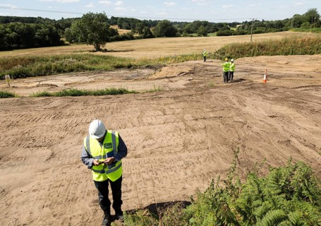 Site of neolithic finds discovered during Scottish Power work, Martlesham, Suffolk, England, UK