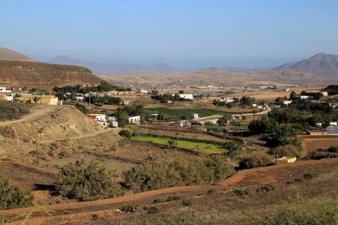 Overview of village and countryside, Cardon, Fuerteventura, Canary Islands, Spain, Europe