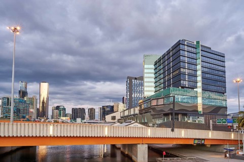 Landscape of Melbourne south wharf skyline at Docklands the yarra river at spring, Australia,
