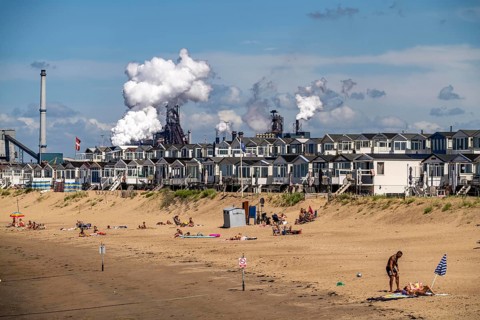 The Tata Steel steel and smelting works in IJmuiden, Velsen, North Holland, Netherlands, largest