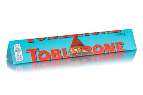 Toblerone chocolate of the salted almond variety from Tobler and Mondelez International Freisteller