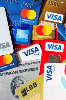 Credit cards from VISA, Mastercard and American Express in Stuttgart, Germany, Europe