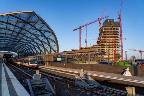 Shell of the Elbtower construction project, the architectural completion of Hafencity Hamburg, in