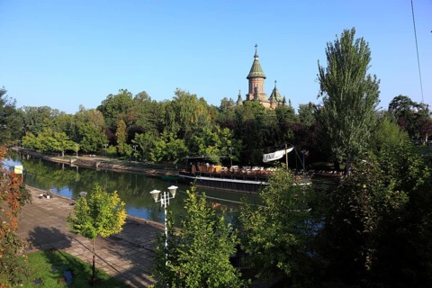 Banat, Timisoara, Timisoara, tower of the Romanian Orthodox Cathedral near the Bega Canal, Romania,