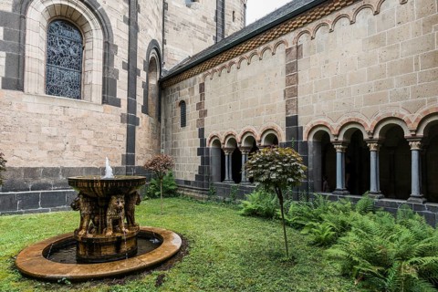 Romanesque monastery church, Benedictine Abbey Maria Laach, Eifel, Rhineland-Palatinate, Germany,