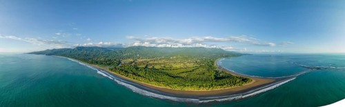 Aerial view, panorama, Marino Ballena National Park, Osa National Park, dream beach and sea of the