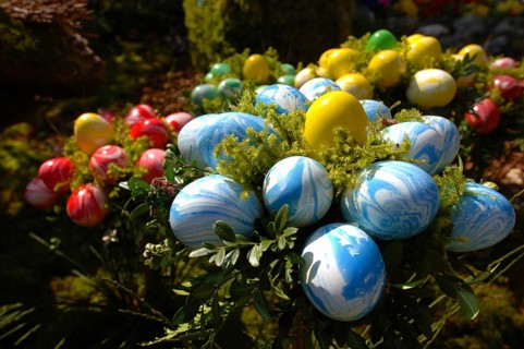 Easter custom, Easter fountain in Franconian Switzerland, detail, here in Bieberbach, district of