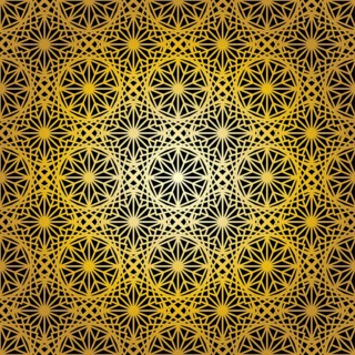 Geometric gold lace seamless pattern. Arabic tile lattice vector background.