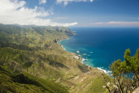 Panorama of Cabezo del Tejo, coast near Taganana, Anaga Mountains, Anaga, Tenerife, Northeast,