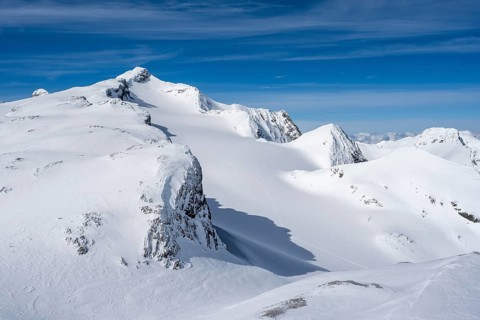 Mountain landscape with snow, summit Wildhorn with Tungel glacier, Bernese Alps, Switzerland,