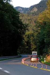 Kesselbergstraße, road between Kochelsee and Walchensee, August, Bavaria, Germany, Europe