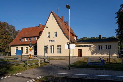 Railway station, Zempin, Usedom Island, Baltic Sea, Mecklenburg-Western Pomerania, Germany, Europe