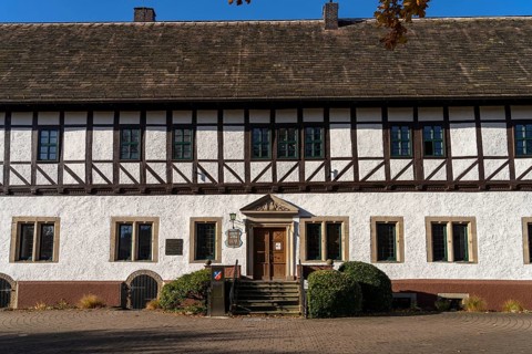 The town hall in Münchhausen Castle in Bodenwerder, Lower Saxony, Germany, Europe