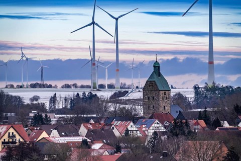 The town of Lichtenau, self-proclaimed energy town, wind farm, over 190 wind turbines and over 1200