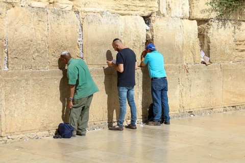 Believers at the Wailing Wall, Jerusalem, Israel, Asia