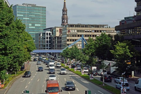 Hamburg, Old Town, Willy-Brandt-Str., main thoroughfare
