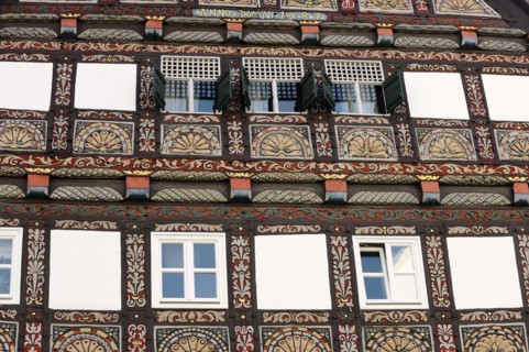Facade of a half-timbered house, Lemgo, North Rhine-Westphalia, Germany, Europe