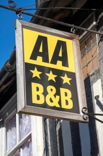Three star AA sign for bed and breakfast hotel accommodation, Dedham, Essex, England, United