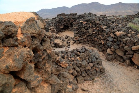 Ruins of pre-Spanish Mahos village, Poblado de la Atalayita, Pozo Negro, Fuerteventura, Canary