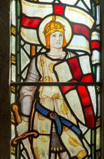 Stained glass window Church of Saint Mary, Milston, Wiltshire, England, UK, Saint George