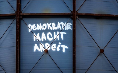 Slogan on the Checkpoint Charlie Documentation Centre, Berlin-Kreuzberg, Berlin, Germany, Europe