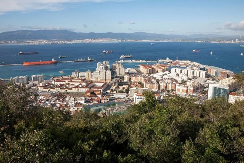 High density modern apartment block housing, Gibraltar, British overseas territory in southern