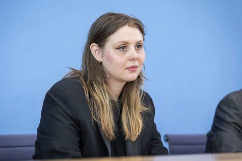 Ariel Elbert, board member of Keshet Germany, recorded during a press conference at the Federal