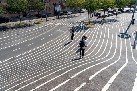 The Nørrebro district in Copenhagen, lively, multicultural and student neighbourhood, Superkilen