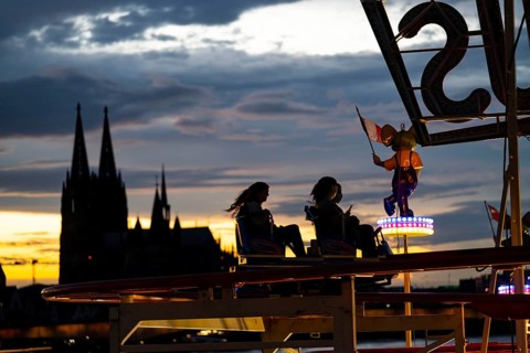 Happy Colonia funfair, Corona-compliant funfair at the Deutzer Werft, on the Rhine, Cologne