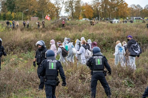 Protest action against the demolition of the village of Lützerath in the Rhenish lignite mining