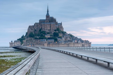 Mont Saint Michel, rocky monastery island in the Wadden Sea, Le Mont Saint Michel, Normandy,
