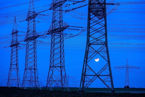 Part of a line route, 380 KV extra-high-voltage line, district town of Bergheim, Rhein-Kreis-Neuss,