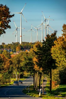 Wind farm near Lichtenau, federal road B68, wind turbines, autumn, North Rhine-Westphalia, Germany,