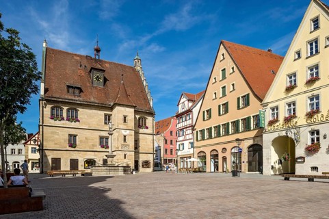 Old town hall, Lebküchnerhaus, town houses, market square, old town, Weißenburg in Bavaria, Middle