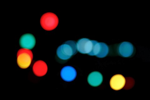 Bokeh balls, abstract dark background with colourful lights, night shot, Barcelona, Spain, Europe