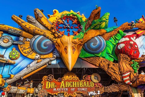 Virtual reality adventure ride, Dr Archibald-Master of Time, amusement ride and ghost train,