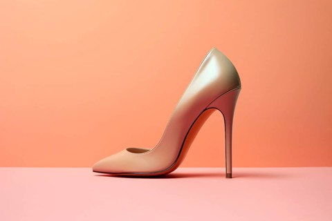 Single high heel shoes on studio background. KI generiert, generiert AI generated