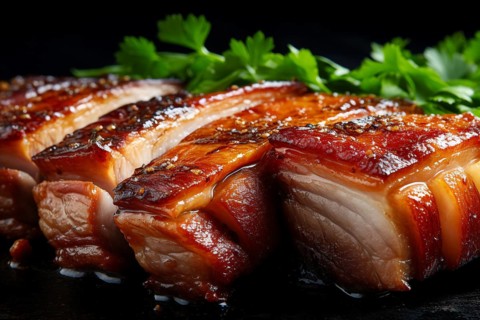 Juicy pork belly meat. KI generiert, generiert, AI generated