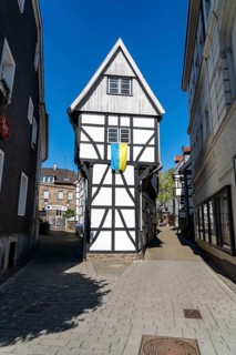 The old town centre of Hattingen, the iron house, Haldenstraße, half-timbered houses, North