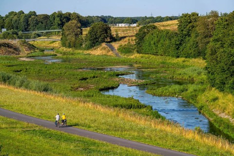 Emscherland, a new nature and water adventure park on the renaturalised Emscher, at the water