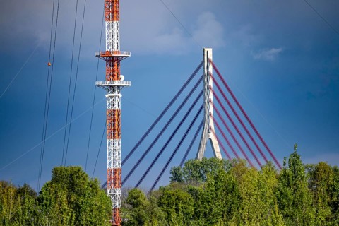 Niederrheinbrücke Wesel, bridge pier, B58, cable-stayed bridge, the Wesel transmitter, 320 metre